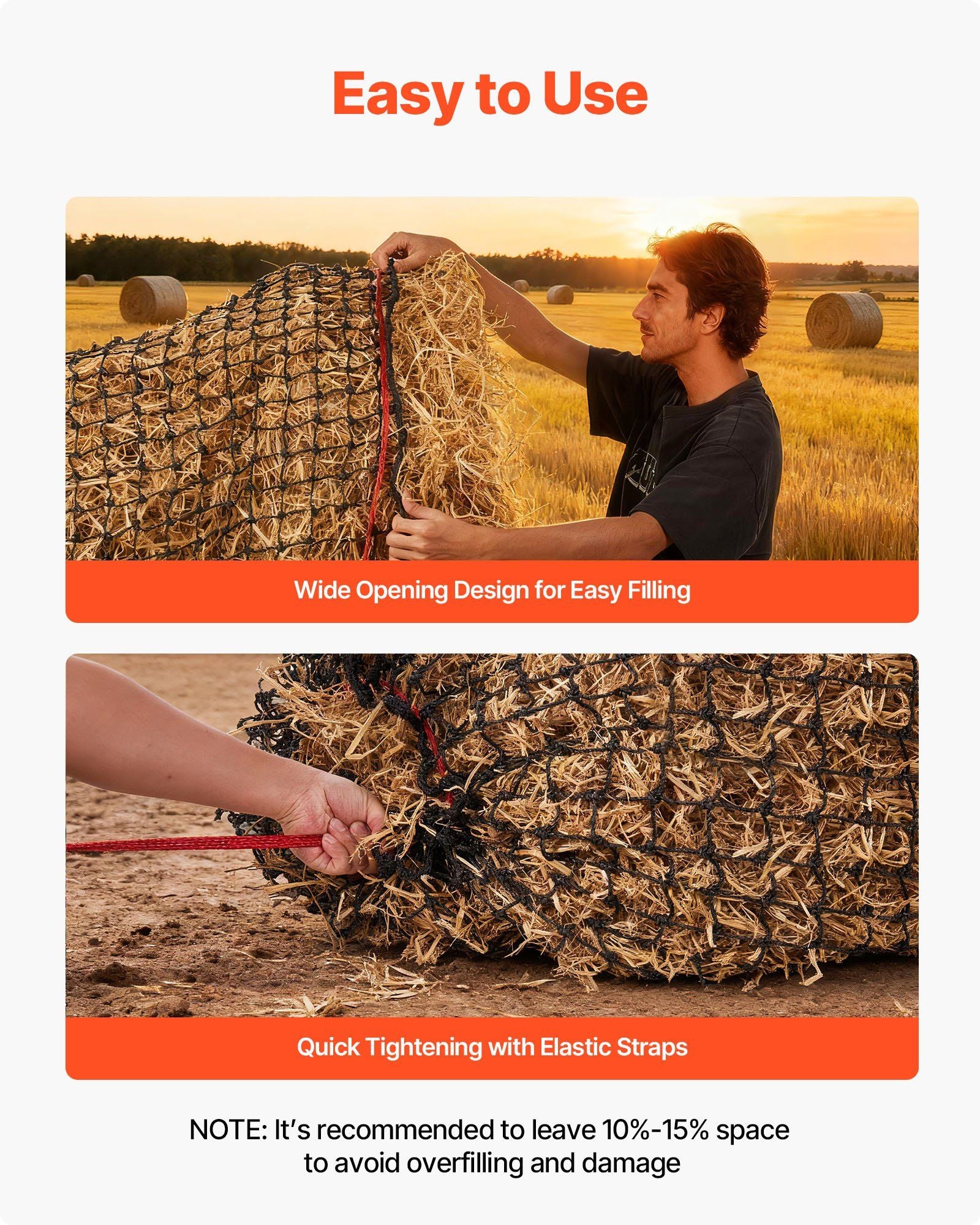 Round Bale Hay Net, 1.5 x 1.5 x 1.5 m, 44.45 x 44.45 mm Holes, PE Material, Reinforced Knotted Design, with V952-MGCWZWYYJW55TJWBB001V0