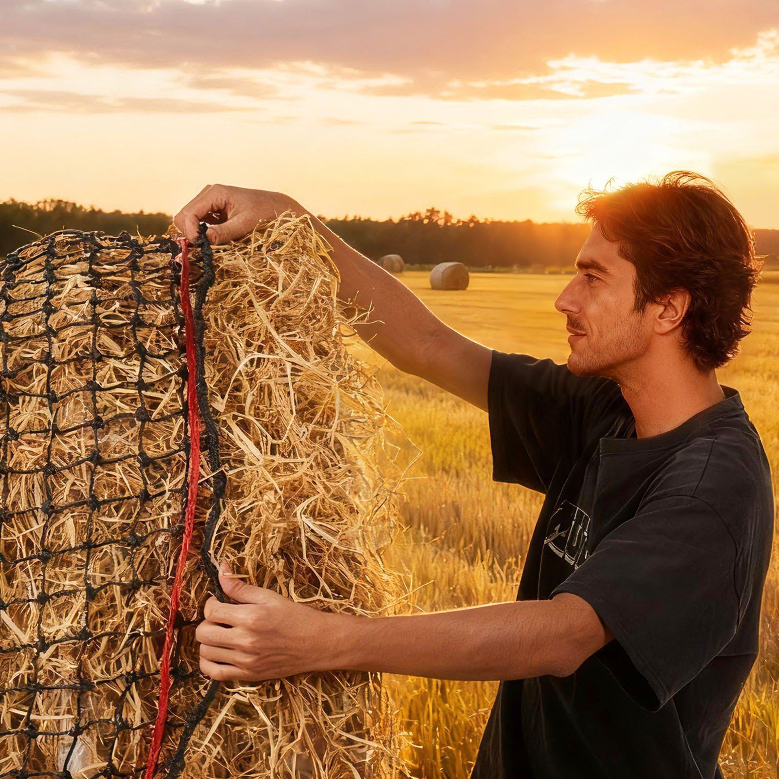 Round Bale Hay Net, 1.5 x 1.5 x 1.5 m, 44.45 x 44.45 mm Holes, PE Material, Reinforced Knotted Design, with V952-MGCWZWYYJW55TJWBB001V0