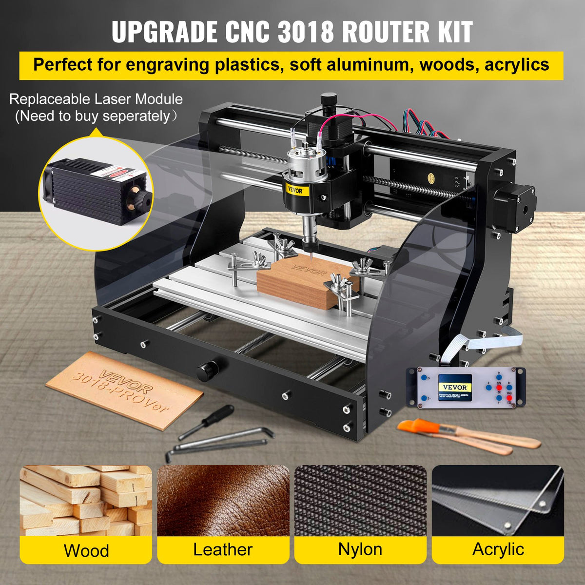 Cnc 3018 Pro 10000RPM Cnc 3018 300x180x45mm Cnc Machine GRBL Control Mini Laser Engraver with Offline V952-MGDKJ3018MJCK0001V3