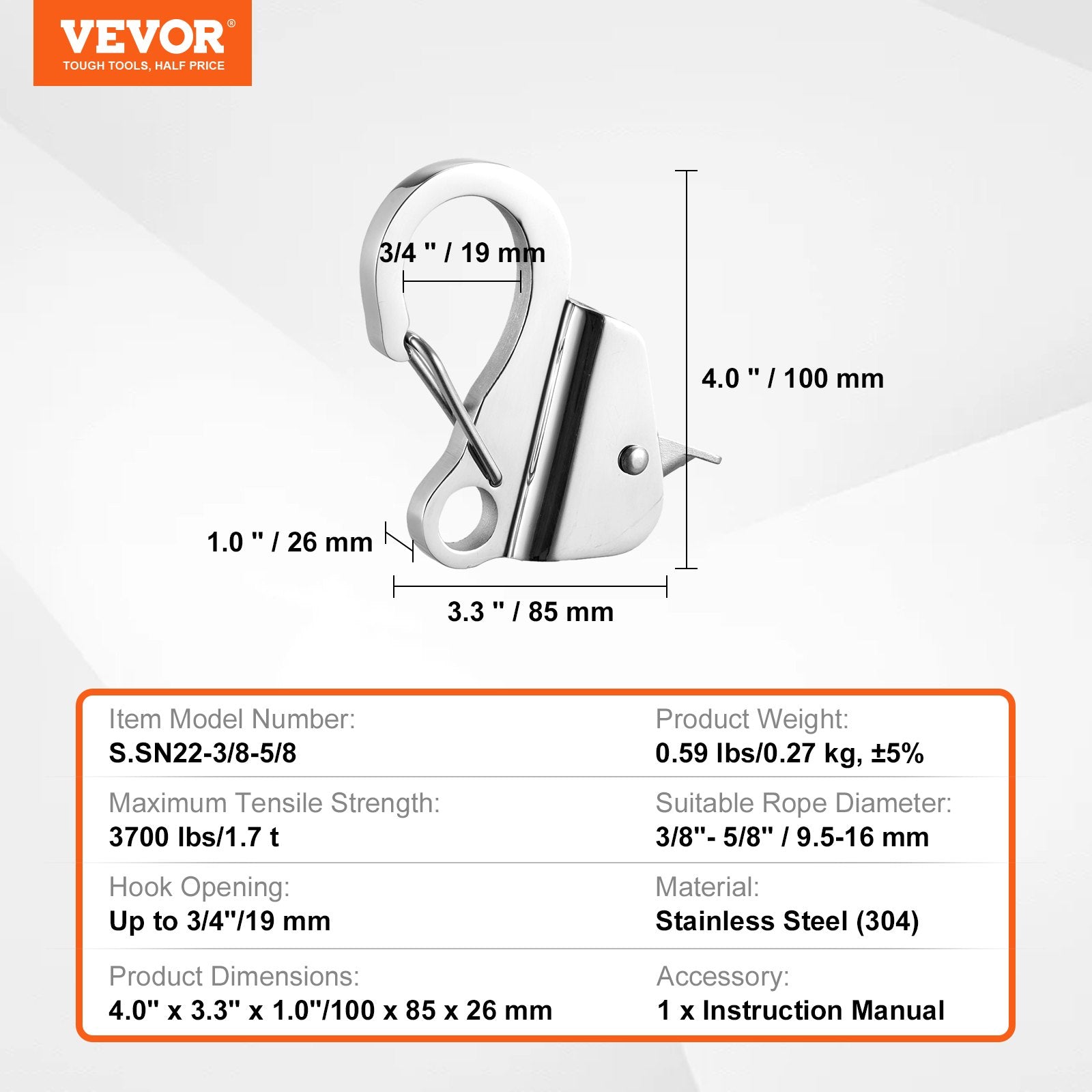 Boat Anchor Hook Stainless Steel Knotless Anchor System with Quick Release V952-MGDPBXG00000YPXS9V0