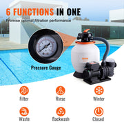 Sand Filter Above Ground with 450W Pool Pump 13,000 L/H Flow 6-Way Valve V952-MGYCSLBYCTFDGH44KV3