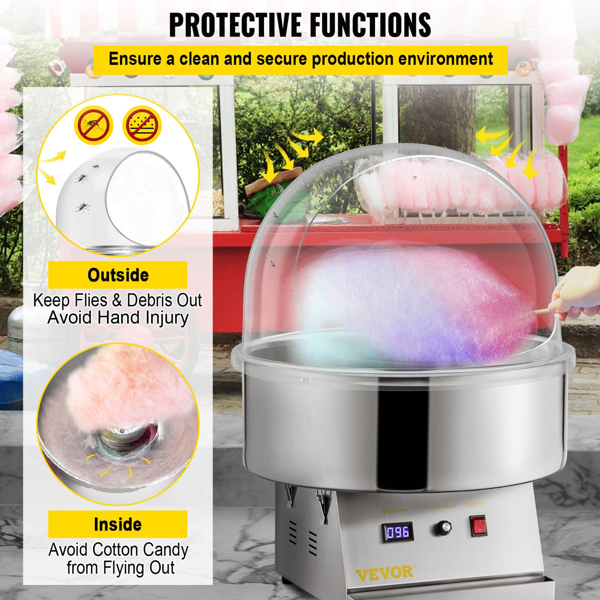 Candy Machine Bubble Shield 20.5 Inch Clear Plastic Cotton Candy Cover for Commercial Candy Maker Machine V952-MHTJGZ00000000001V0