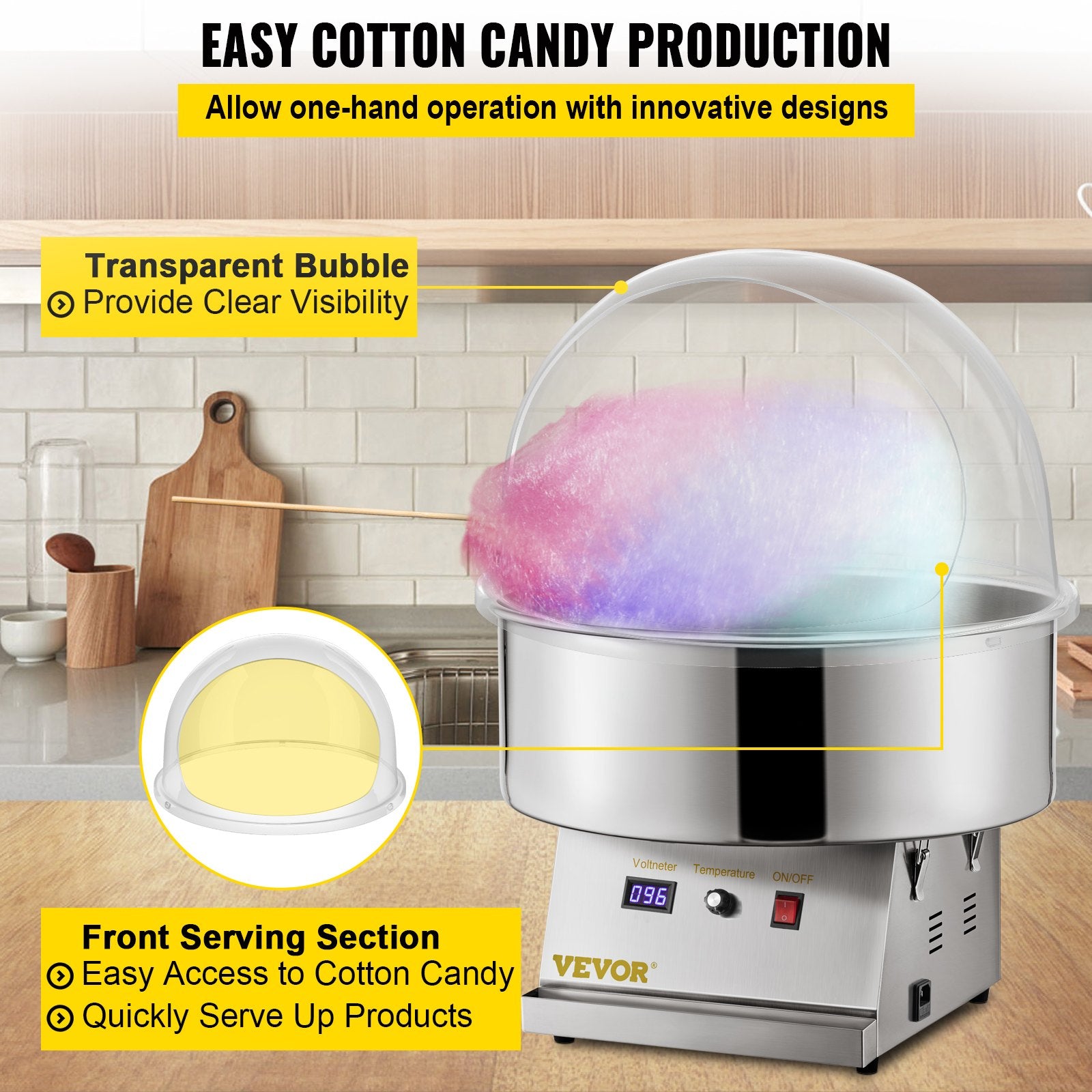Candy Machine Bubble Shield 20.5 Inch Clear Plastic Cotton Candy Cover for Commercial Candy Maker Machine V952-MHTJGZ00000000001V0