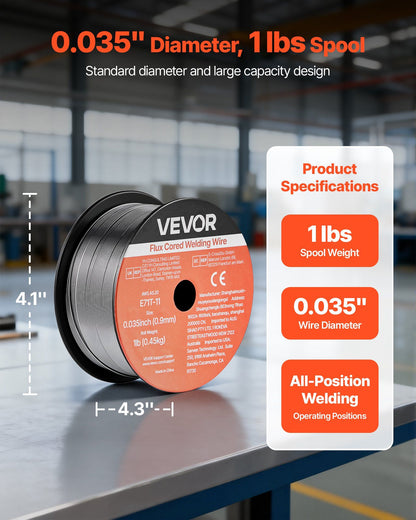 Flux Core MIG Welding Wire, E71T-11 0.9mm 0.45kg, Gasless Mild Steel Welding Wire with Low Spatter for All V952-MIGHSYXHSE71AWQRF001V0