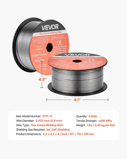 Flux Core MIG Welding Wire, E71T-11 0.9mm 0.45kg, Gasless Mild Steel Welding Wire with Low Spatter for All V952-MIGHSYXHSE71AWQRF001V0