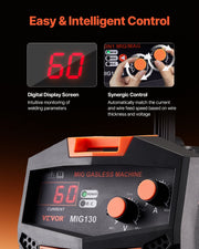 MIG Welder 130Amp Gasless Flux Core Mig Welding Machine with IGBT Inverter V952-MIGYXHJ1H11326PJNV3