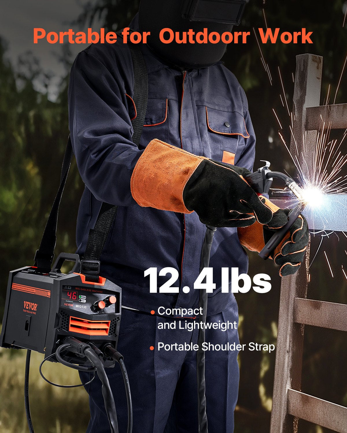 MIG Welder 130Amp Gasless Flux Core Mig Welding Machine with IGBT Inverter V952-MIGYXHJ1H11326PJNV3