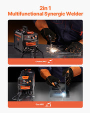 MIG Welder, 130A Synergic Mig Welding Machine, 2-in-1 Gas MIG/Gasless Flux Core MIG Multi-Process Welder V952-MIGYXHJ2H113A5ZGSV3