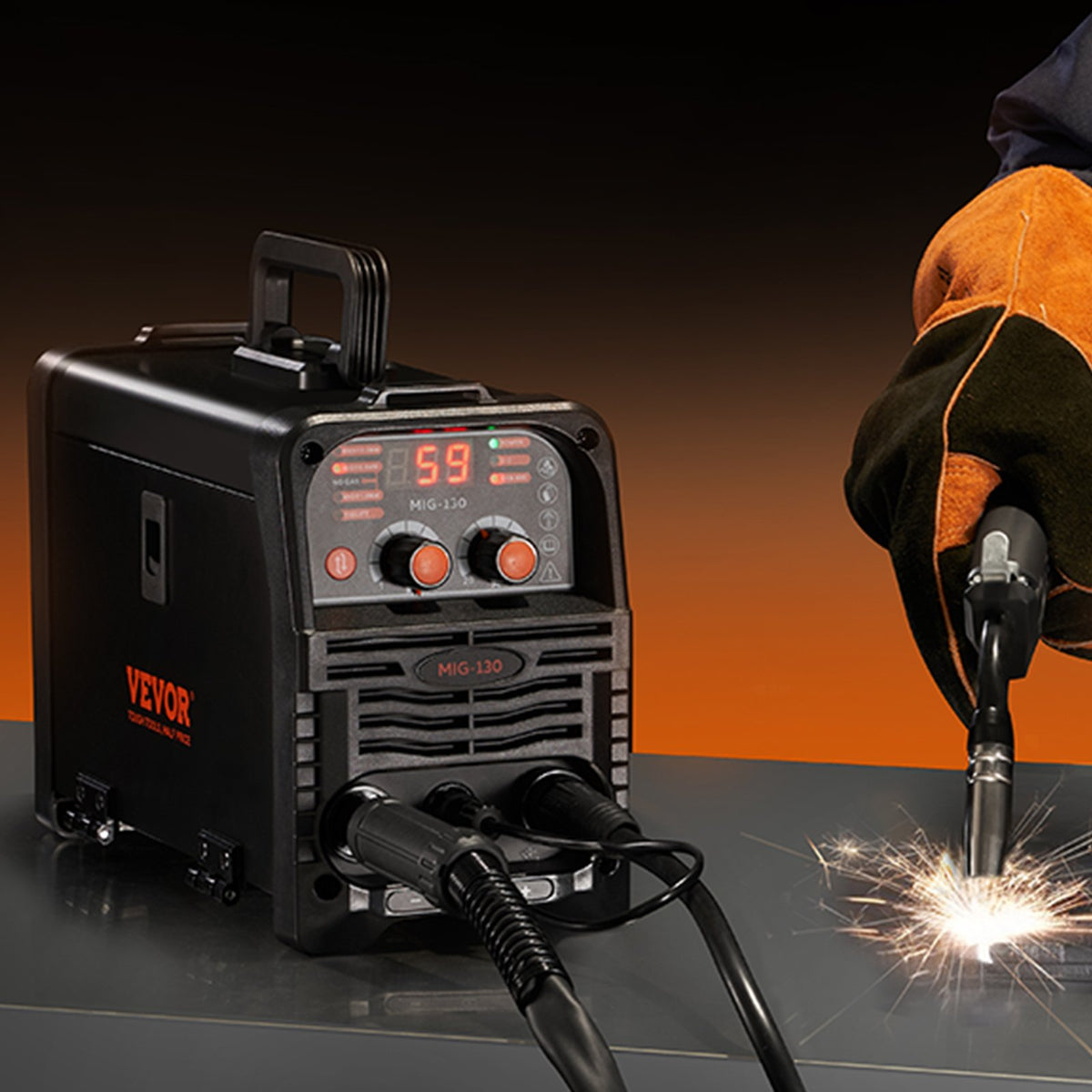 MIG Welder, 130Amp Synergic Mig Welding Machine, 3-in-1 Flux Core MIG/Stick/Lift TIG Multi-Process Welder V952-MIGYXHJ3H113QH258V3