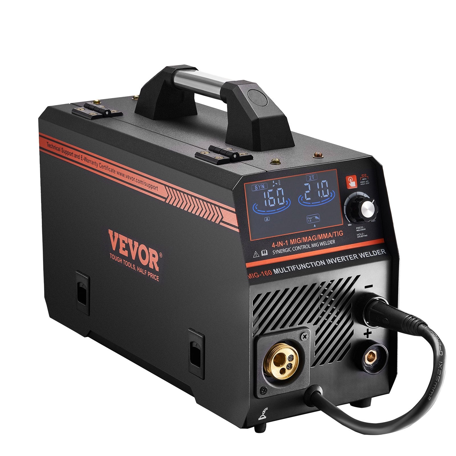 MIG Welder, 160A Synergic Mig Welding Machine, 4-in-1 Gas MIG/Flux Core MIG/Stick/Lift TIG Multi-Process V952-MIGYXHJ4H1165KC80V3