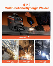 MIG Welder, 160A Synergic Mig Welding Machine, 4-in-1 Gas MIG/Flux Core MIG/Stick/Lift TIG Multi-Process V952-MIGYXHJ4H1165KC80V3