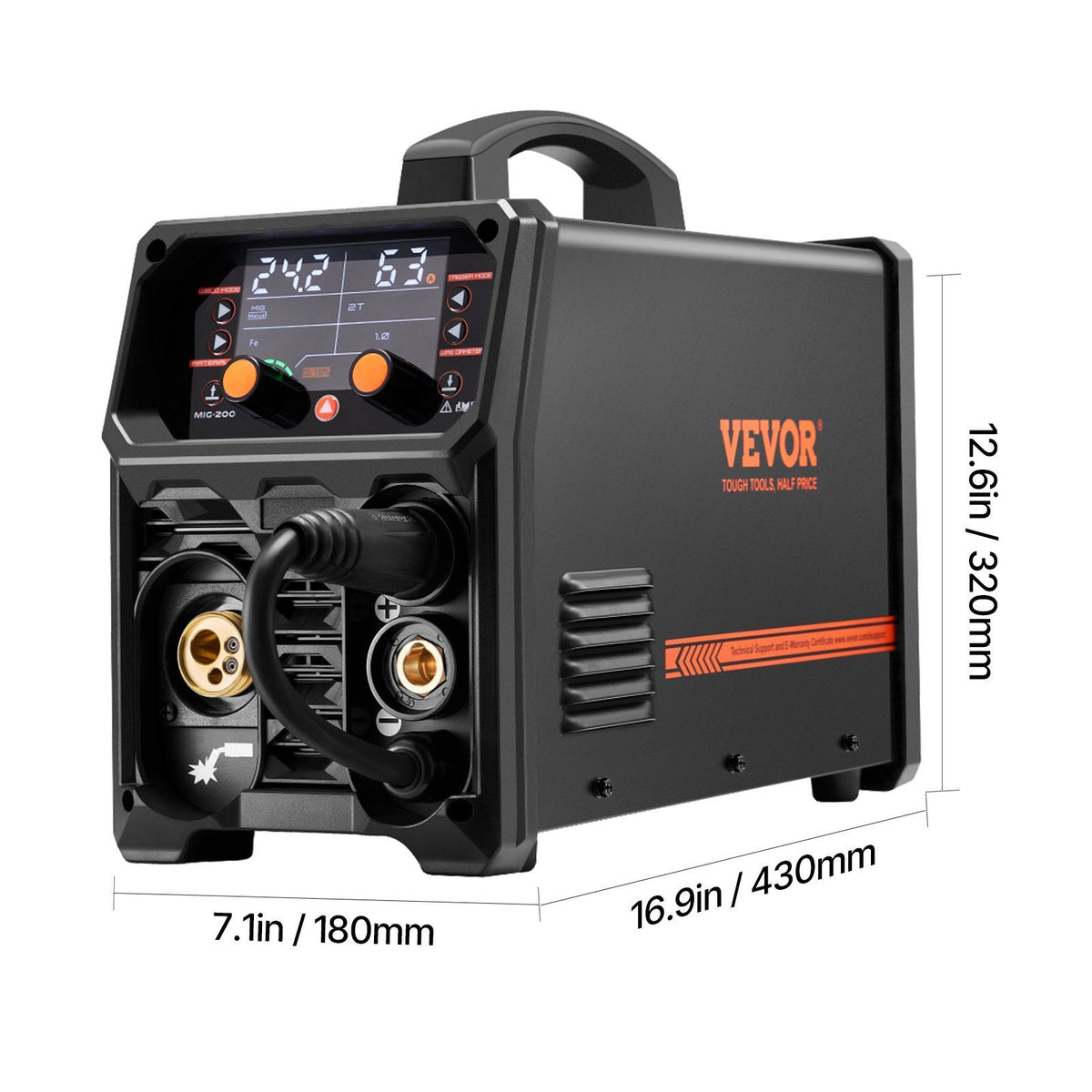 MIG Welder, 200A Synergic Mig Welding Machine, 4-in-1 Gas MIG/Flux Core MIG/Stick/Lift TIG Multi-Process V952-MIGYXHJ4H120SMGZBV3