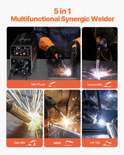 Pro MIG Welder, 200Amp Pluse Mig Welding Machine, 5-in-1 Synergic Welder Machine MIG Pluse/Gas MIG/Flux Core V952-MIGYXHJ5H120FDVK3V3