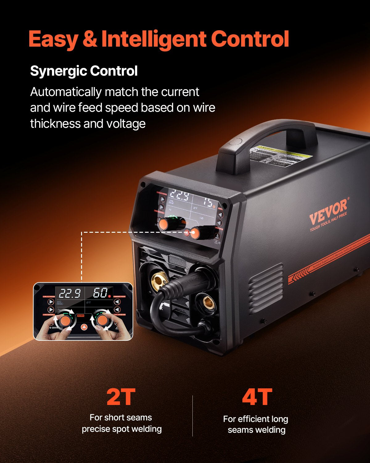 Pro MIG Welder, 200Amp Pluse Mig Welding Machine, 5-in-1 Synergic Welder Machine MIG Pluse/Gas MIG/Flux Core V952-MIGYXHJ5H120FDVK3V3