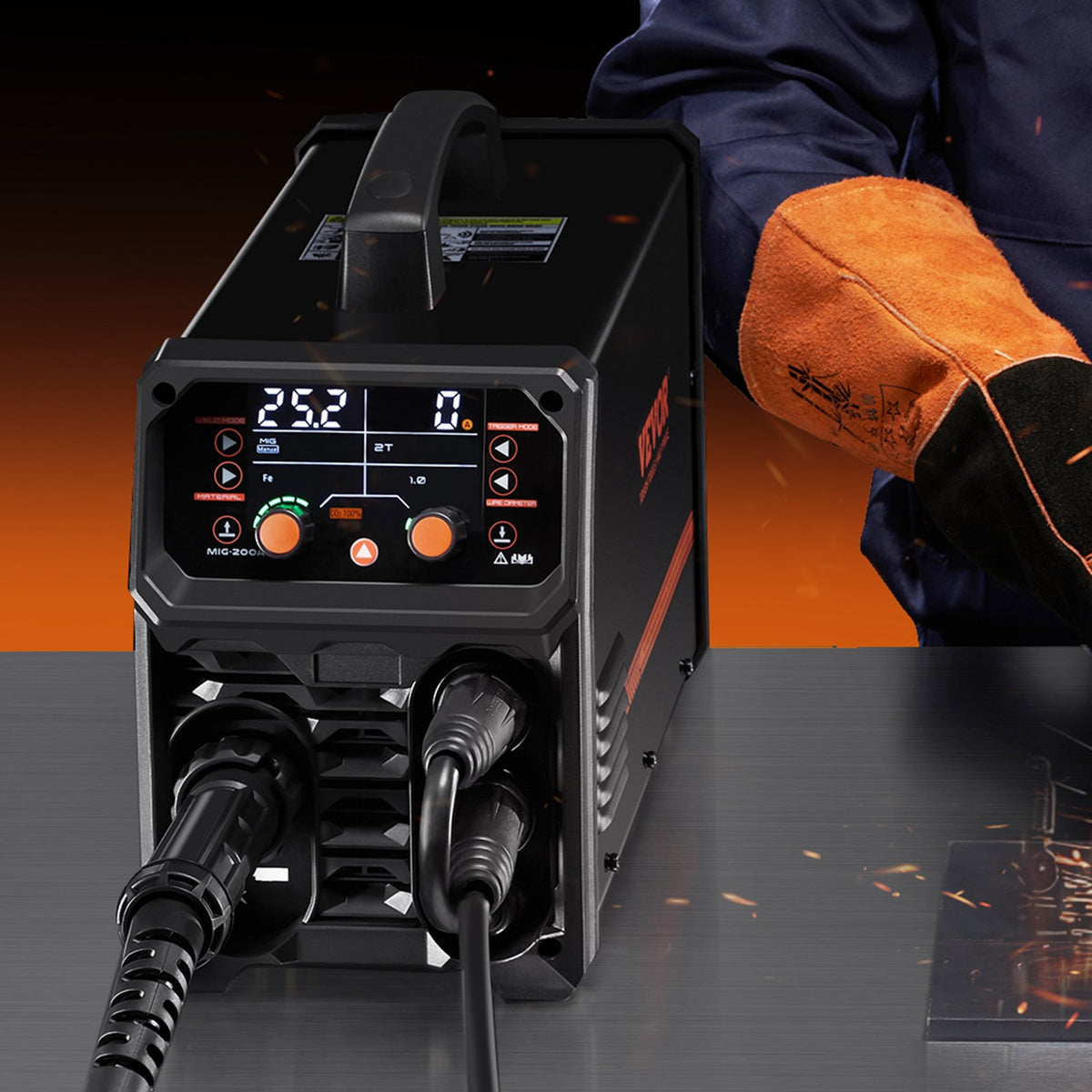 Pro MIG Welder, 200Amp Pluse Mig Welding Machine, 5-in-1 Synergic Welder Machine MIG Pluse/Gas MIG/Flux Core V952-MIGYXHJ5H120FDVK3V3