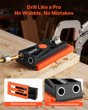 Pocket Hole Jig Kit, 12.7 to 38.1 mm Adjustable, Mini Jig Pocket Hole System with Step Drill, Hex Wrench, V952-MINISXKKJDPSVGZHO001V0