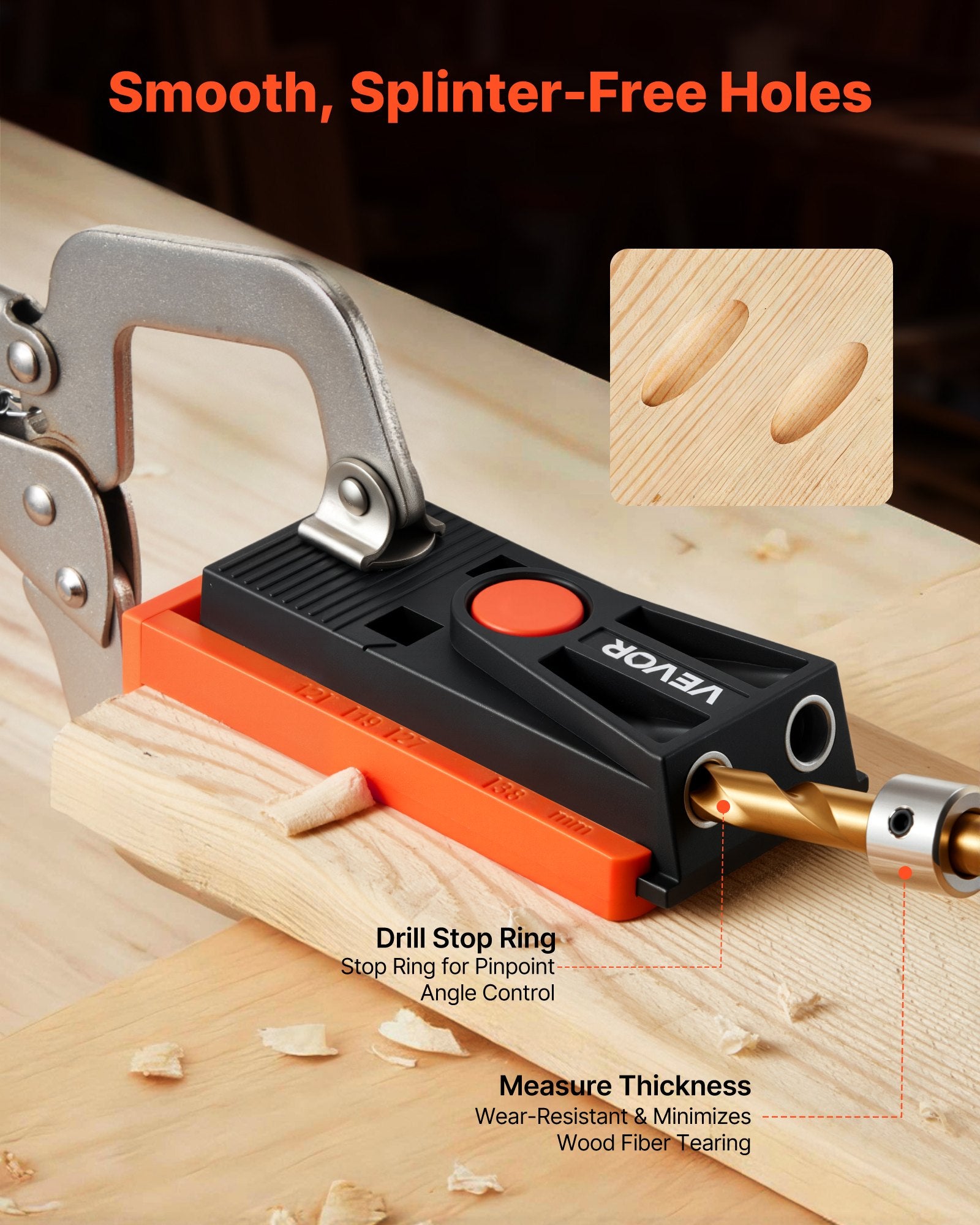 Pocket Hole Jig Kit, 12.7 to 38.1 mm Adjustable, Mini Jig Pocket Hole System with Step Drill, Hex Wrench, V952-MINISXKKJDPSVGZHO001V0