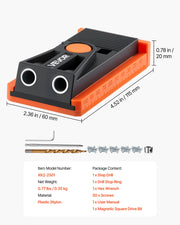 Pocket Hole Jig Kit, 12.7 to 38.1 mm Adjustable, Mini Jig Pocket Hole System with Step Drill, Hex Wrench, V952-MINISXKKJDPSVGZHO001V0