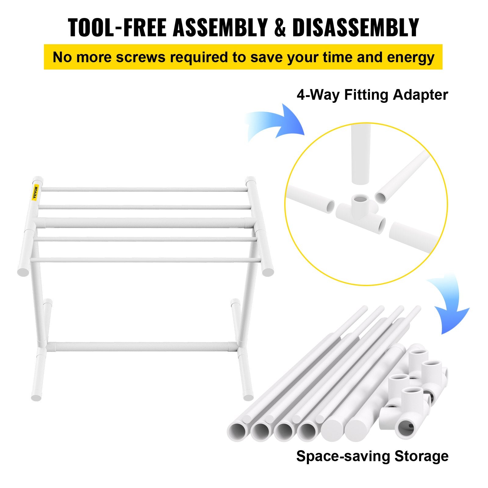 Pool Towel Rack, 5 Bar, White, Freestanding Outdoor PVC T-Shape Poolside Storage Organizer, Include 8 Towel V952-MJJBSGZXGBDD5JAP7V0