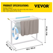 Pool Towel Rack, 5 Bar, White, Freestanding Outdoor PVC T-Shape Poolside Storage Organizer, Include 8 Towel V952-MJJBSGZXGBDD5JAP7V0