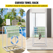 Pool Towel Rack, 5 Bar, Milky, Freestanding Outdoor PVC Curved Poolside Storage Organizer, Include 8 Towel V952-MJJBSSXGBDDW52IAUV0