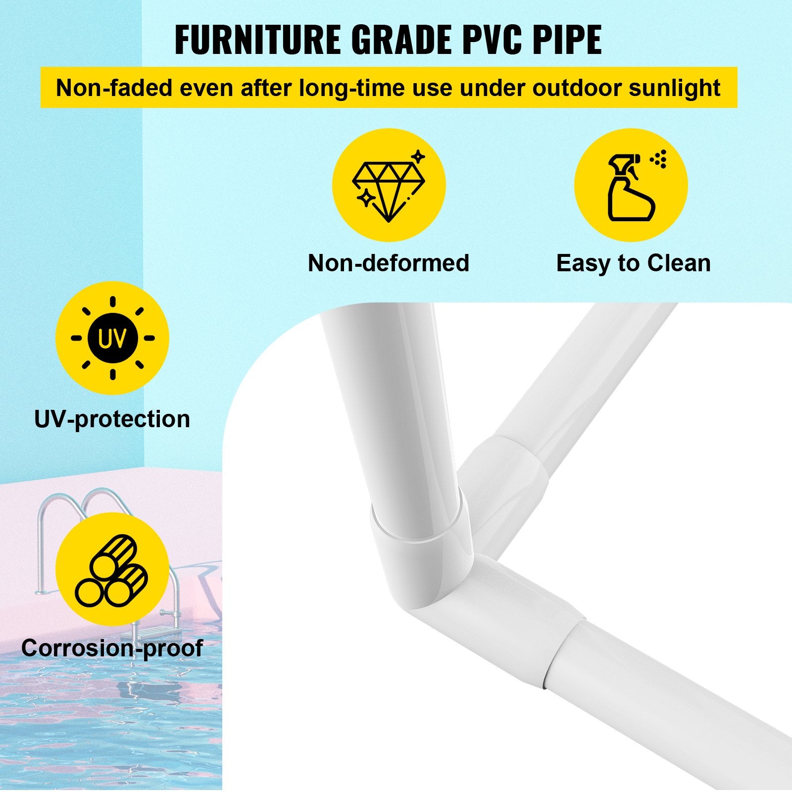 Pool Towel Rack, 5 Bar, Milky, Freestanding Outdoor PVC Curved Poolside Storage Organizer, Include 8 Towel V952-MJJBSSXGBDDW52IAUV0