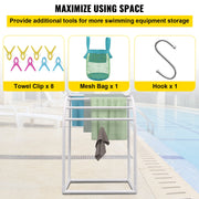 Pool Towel Rack, 5 Bar, Milky, Freestanding Outdoor PVC Curved Poolside Storage Organizer, Include 8 Towel V952-MJJBSSXGBDDW52IAUV0