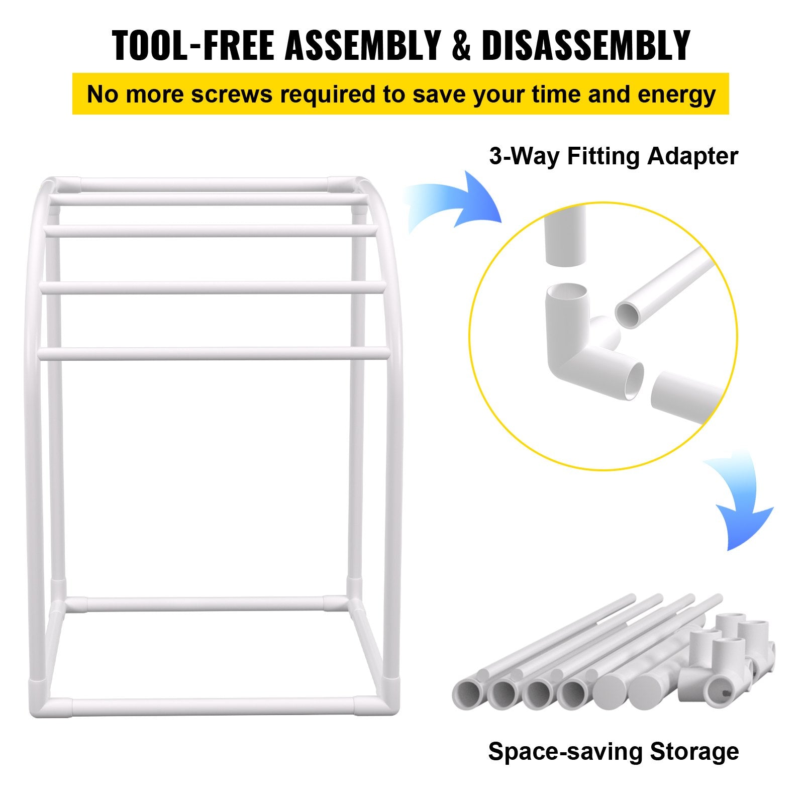 Pool Towel Rack, 5 Bar, Milky, Freestanding Outdoor PVC Curved Poolside Storage Organizer, Include 8 Towel V952-MJJBSSXGBDDW52IAUV0