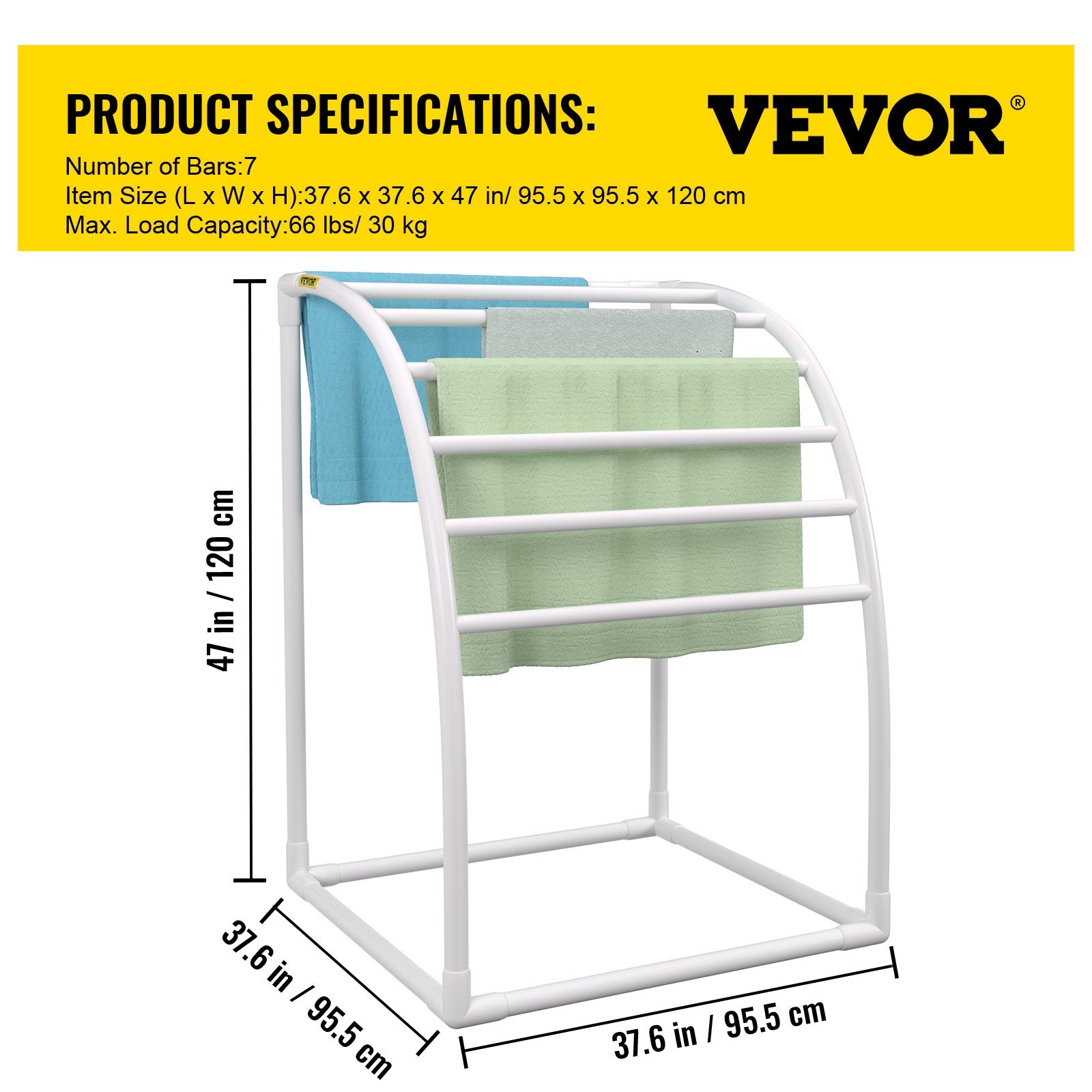 Outdoor Towel Rack Pool Towel Rack 7 Bar Curved White Freestanding Patio V952-MJJBSSXGBDDW79AY5V0