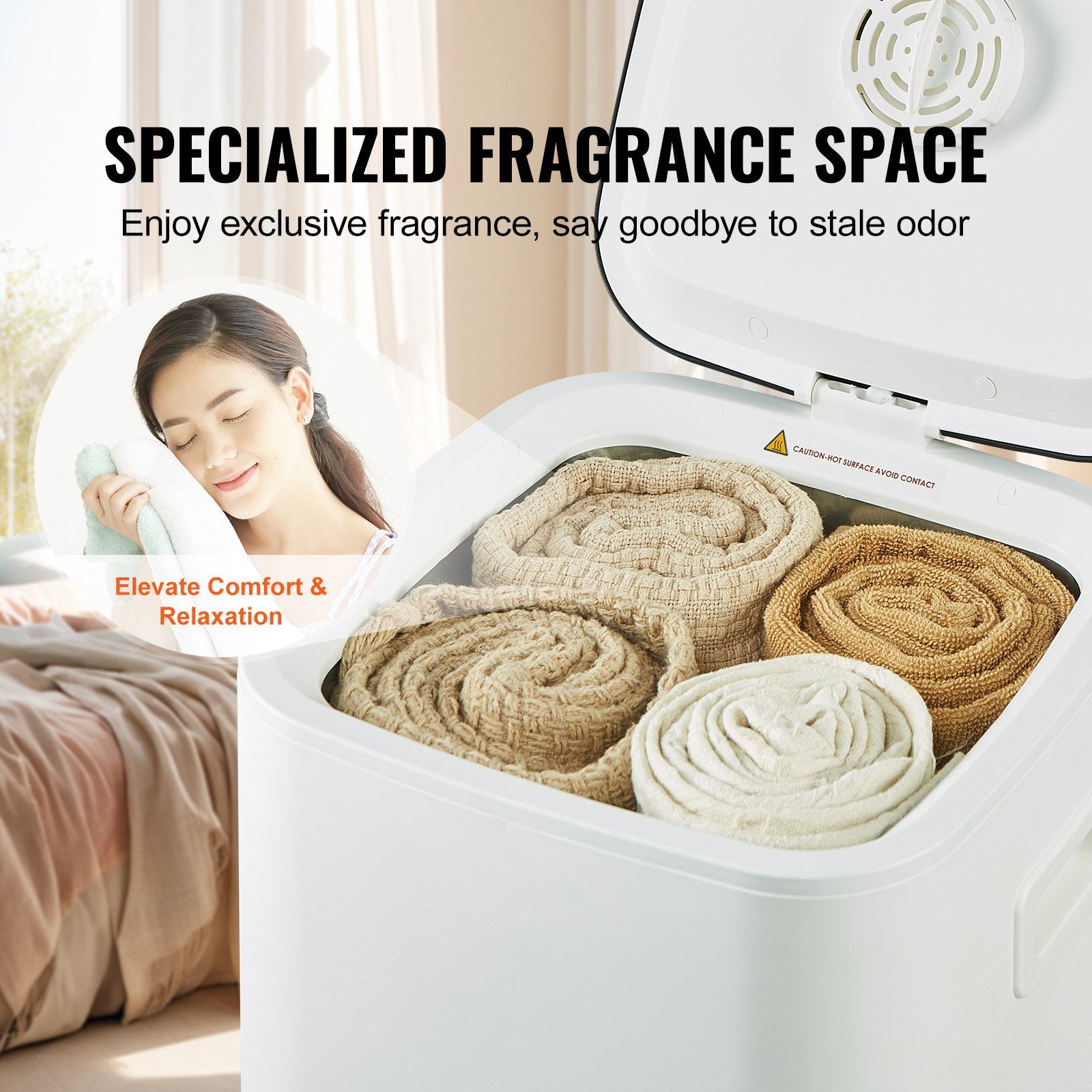 20L Large Towel Warmer Bucket with LED Screen U-shaped Light & Timer White V952-MJJRTBS20LLE5FW2TV3