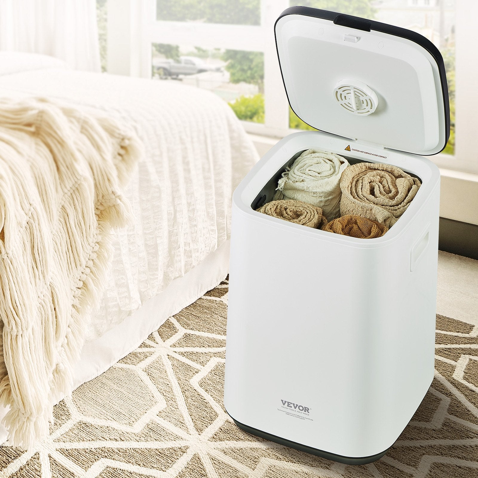 20L Large Towel Warmer Bucket with LED Screen U-shaped Light & Timer White V952-MJJRTBS20LLE5FW2TV3