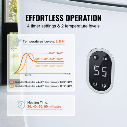 25L Towel Warmer Bucket with LED Screen Bottom Heating Columns Timer White V952-MJJRTBS25LLEJ4BY2V3
