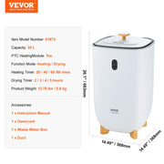 35L Large Towel Warmer Bucket with LED Screen Drying Fuction & Timer White V952-MJJRTBS35LLE62PLTV3