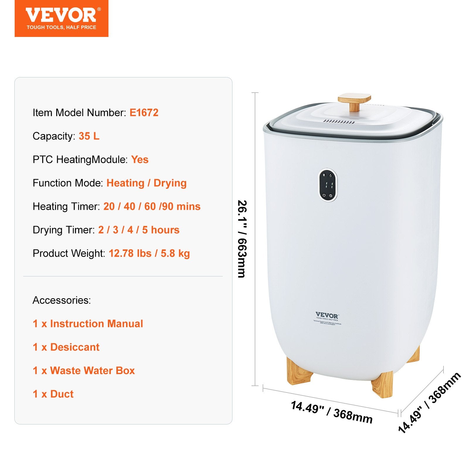 35L Large Towel Warmer Bucket with LED Screen Drying Fuction & Timer White V952-MJJRTBS35LLE62PLTV3