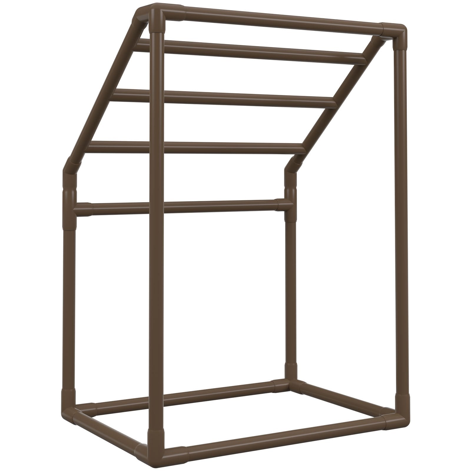 Pool Towel Rack, 5 Bar, Brown, Freestanding Outdoor PVC Trapedozal Poolside Storage Organizer, Include 8 V952-MJJZSTXGBDDW5DYL3V0