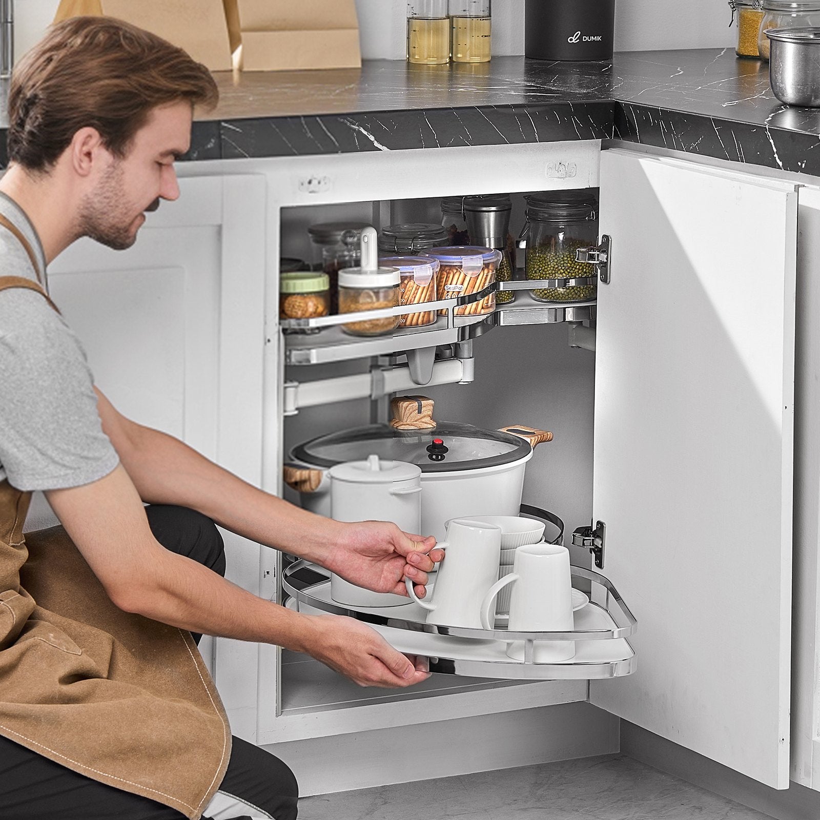 Swing Left Blind Corner Cabinet, Pull Out Organizer for 36 inch Width Blind Cabinet, 2 Tier Height Adjustable V952-MJSNHSPZKDGG5DPG9V0