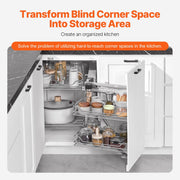 18"W Opening Blind Corner Pull Out Organizer, 2 Tier 4 Shelf Kitchen Cabinet Organizer, Magic Chrome Carbon V952-MJSNLDGG2C345BN6UV0
