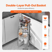 18"W Opening Blind Corner Pull Out Organizer, 2 Tier 4 Shelf Kitchen Cabinet Organizer, Magic Chrome Carbon V952-MJSNLDGG2C345BN6UV0