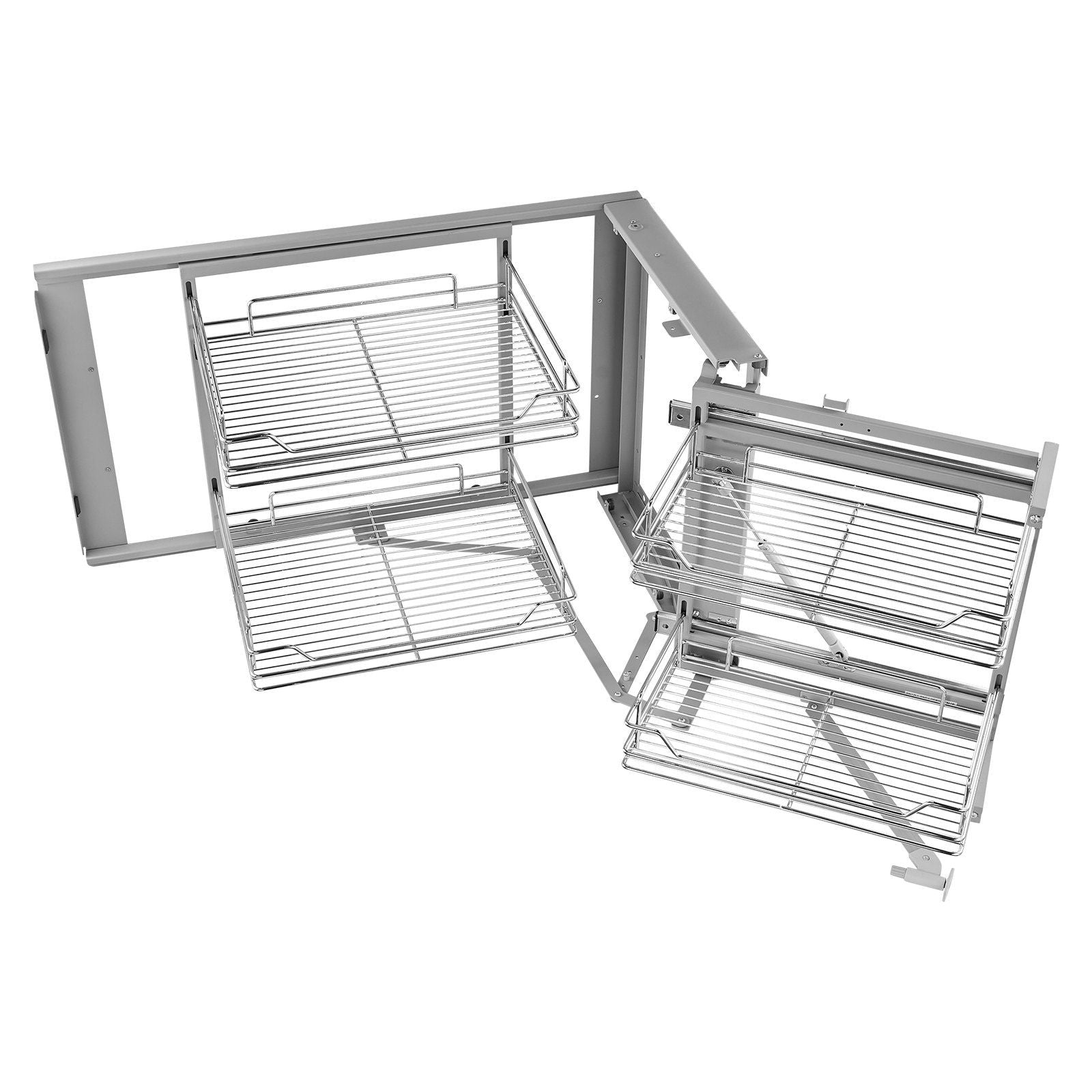 18"W Opening Blind Corner Pull Out Organizer, 2 Tier 4 Shelf Kitchen Cabinet Organizer, Magic Chrome Carbon V952-MJSNLDGG2C345BN6UV0