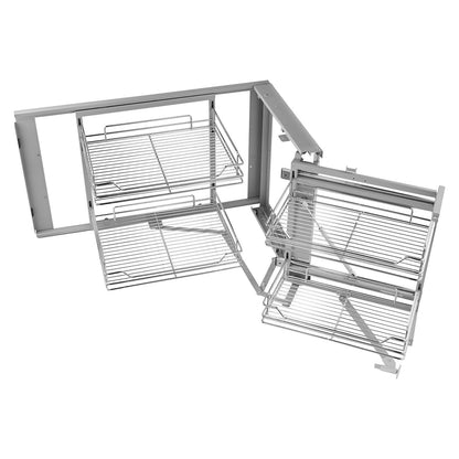 18"W Opening Blind Corner Pull Out Organizer, 2 Tier 4 Shelf Kitchen Cabinet Organizer, Magic Chrome Carbon V952-MJSNLDGG2C345BN6UV0