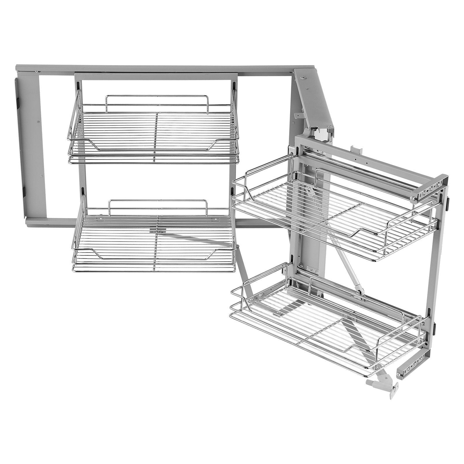 18"W Opening Blind Corner Pull Out Organizer, 2 Tier 4 Shelf Kitchen Cabinet Organizer, Magic Chrome Carbon V952-MJSNLDGG2C345BN6UV0