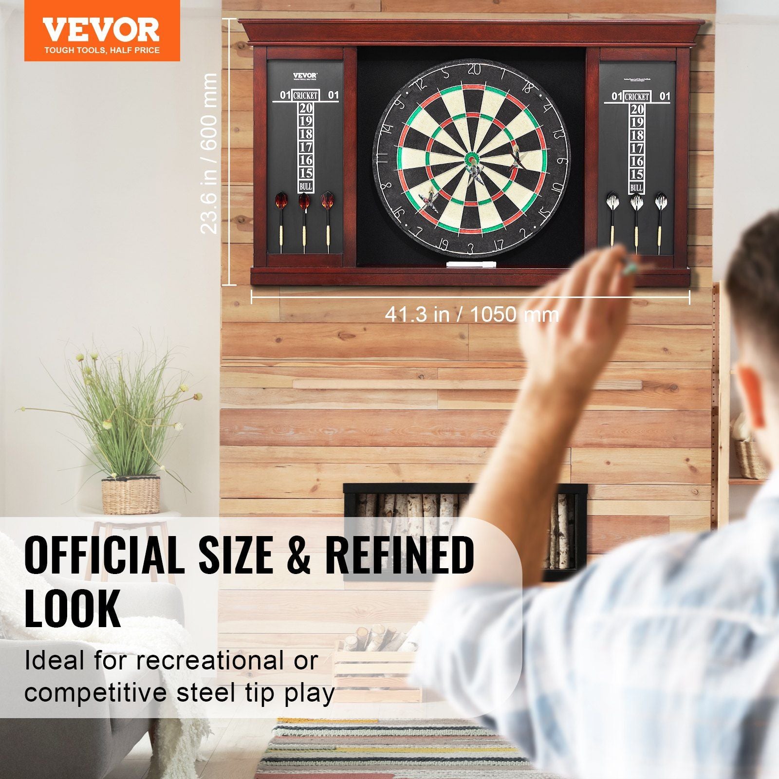 Dartboard and Cabinet Set, Ready-to-Play Bundle Official Size Dartboard Cabinet Set, Steel Tip Dart Cabinet, V952-MJTZZXBFHJK0P1LMJV0