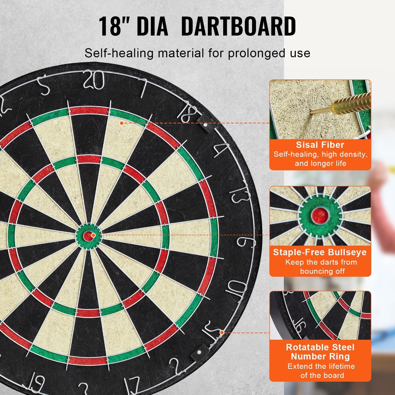 Dartboard and Cabinet Set, Ready-to-Play Bundle Official Size Dartboard Cabinet Set, Steel Tip Dart Cabinet, V952-MJTZZXBFHJK0P1LMJV0