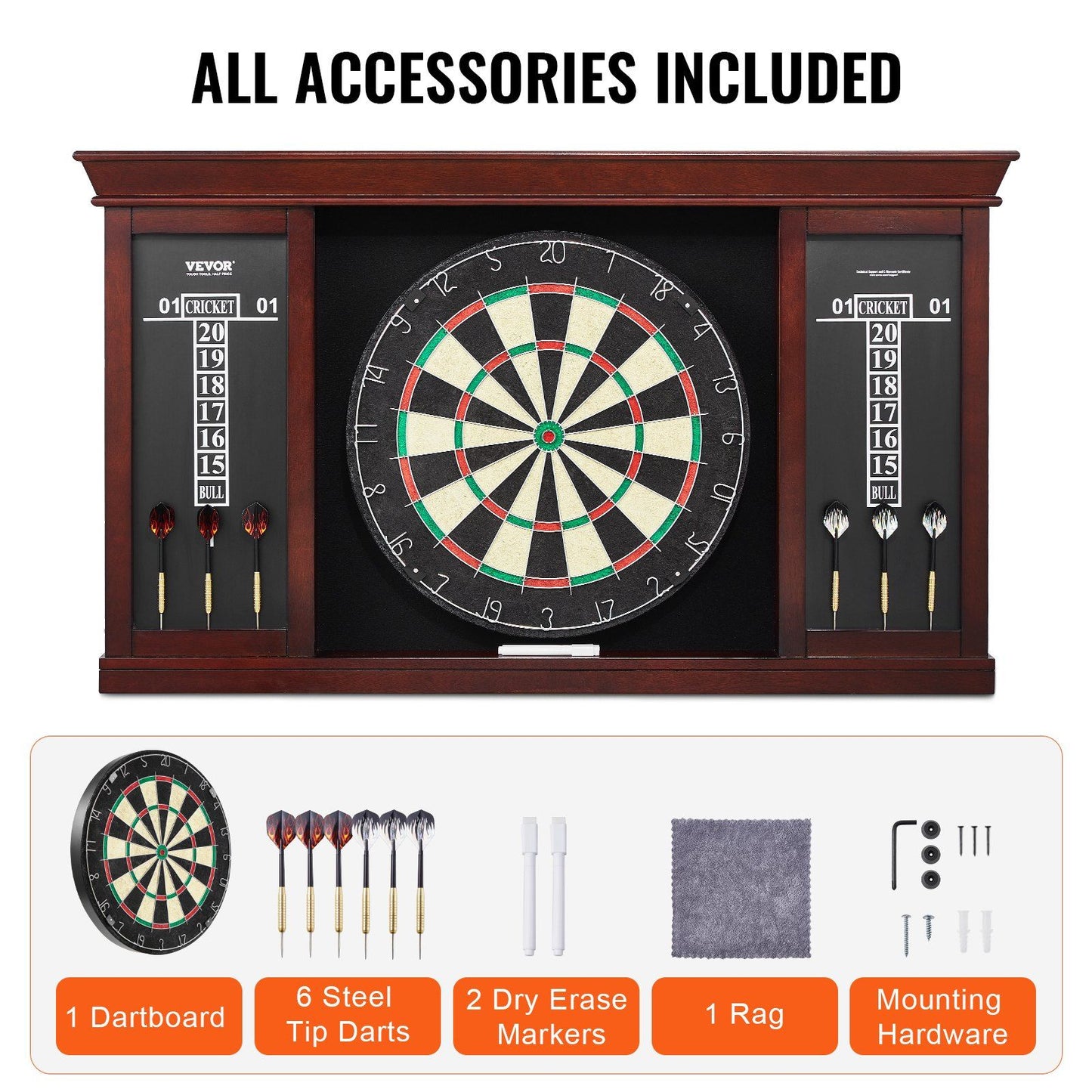 Dartboard and Cabinet Set, Ready-to-Play Bundle Official Size Dartboard Cabinet Set, Steel Tip Dart Cabinet, V952-MJTZZXBFHJK0P1LMJV0