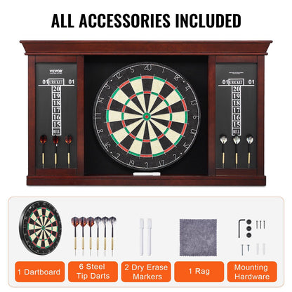 Dartboard and Cabinet Set, Ready-to-Play Bundle Official Size Dartboard Cabinet Set, Steel Tip Dart Cabinet, V952-MJTZZXBFHJK0P1LMJV0