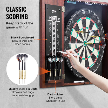 Dartboard and Cabinet Set Official Size Complete Accessory Steel Tip Dart V952-MJTZZXBSKJLEY5IZIV9