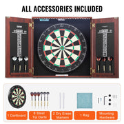 Dartboard and Cabinet Set Official Size Complete Accessory Steel Tip Dart V952-MJTZZXBSKJLEY5IZIV9