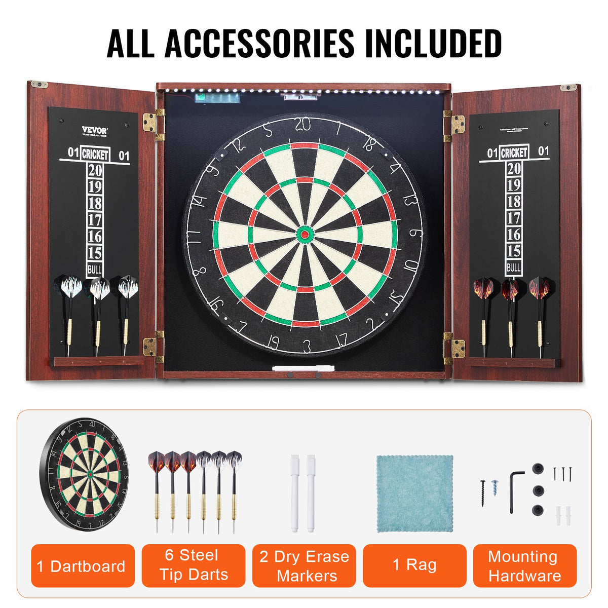 Dartboard and Cabinet Set Official Size Complete Accessory Steel Tip Dart V952-MJTZZXBSKJLEY5IZIV9