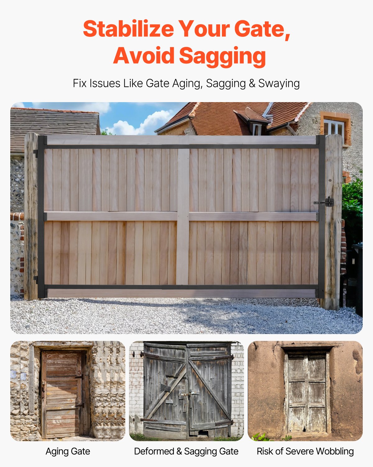 Gate Building Kit, Fits 152.4 to 243.8 cm Wide Openings, Up from 182.9 to 213.4 cm High Fence, Adjustable V952-MKZJ6096W65H4ZBXWV0