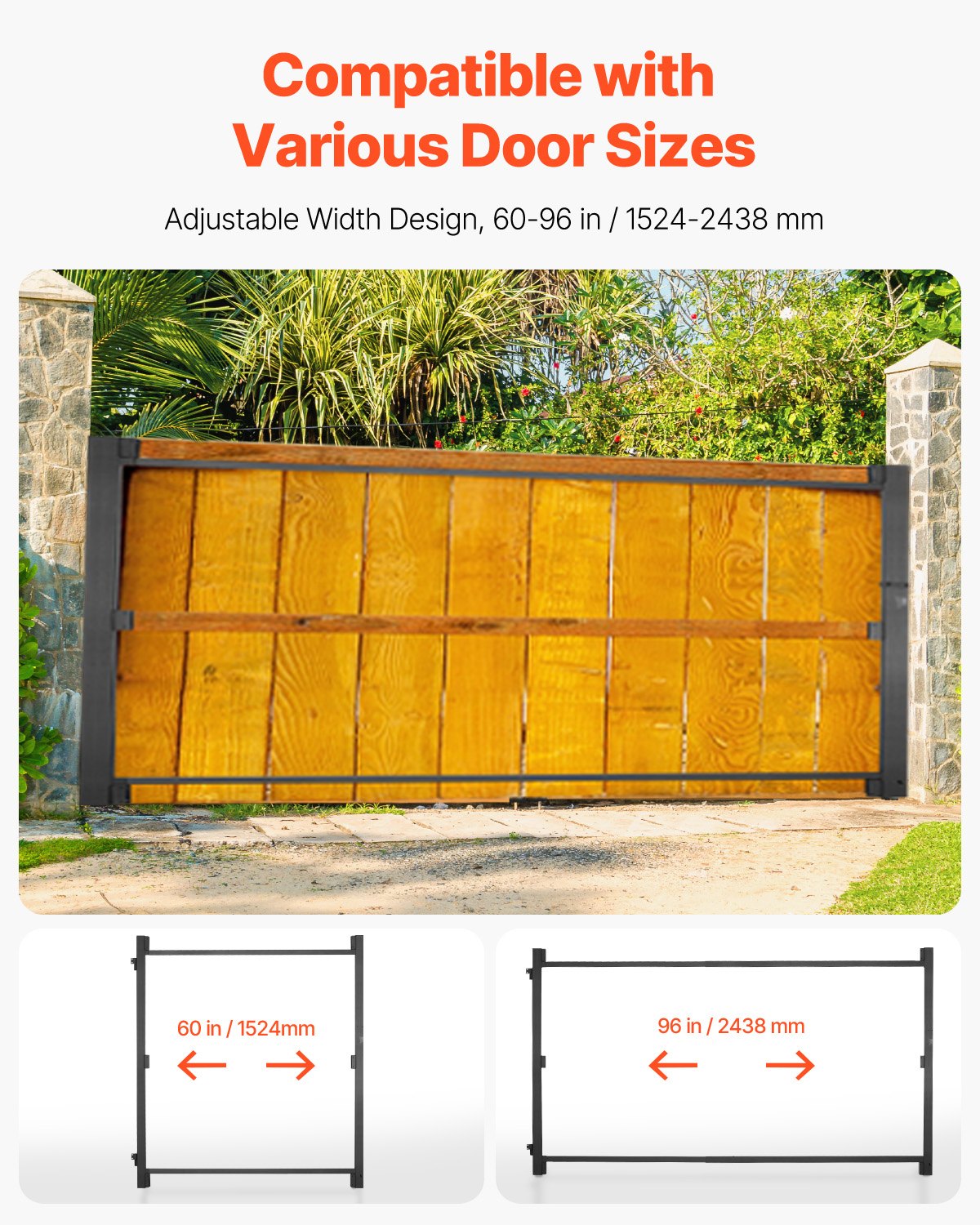 Gate Building Kit, Fits 152.4 to 243.8 cm Wide Openings, Up from 182.9 to 213.4 cm High Fence, Adjustable V952-MKZJ6096W65H4ZBXWV0